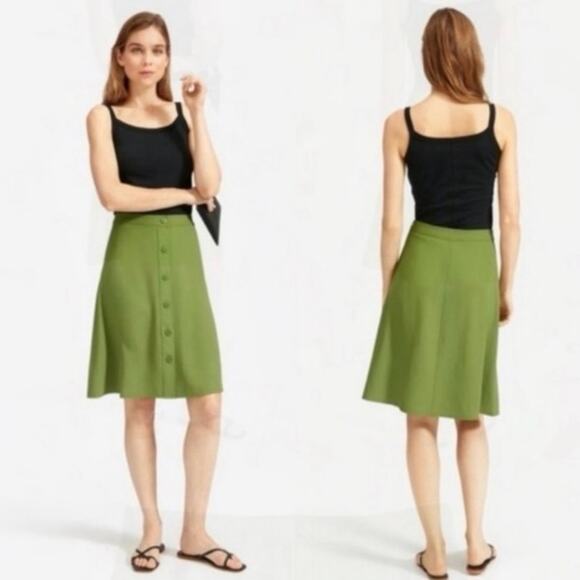 NWT Everlane Japanese goweave swing skirt women’s 10 fig leaf - Picture 2 of 13